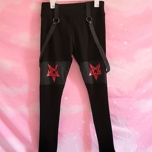 NWT Killstar black leggings w/ suspenders, size XL